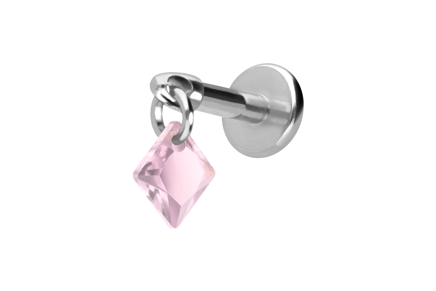 Titan Labret Piercing mit Innengewinde KRISTALLQUADRAT